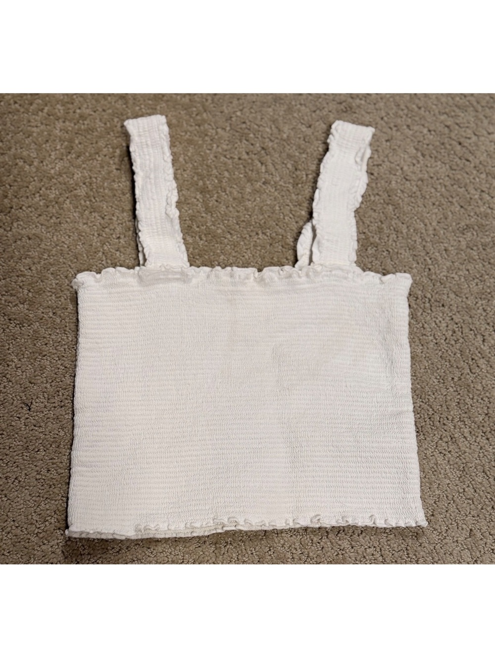 J. Galt (Brandy Melville) White Textured Smocked Crop Tank Top XS/S